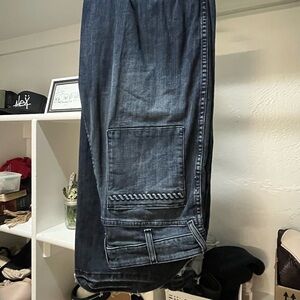 Ariat Women's Dark Blue wide leg “Jill”Jeans with Patch Pocket